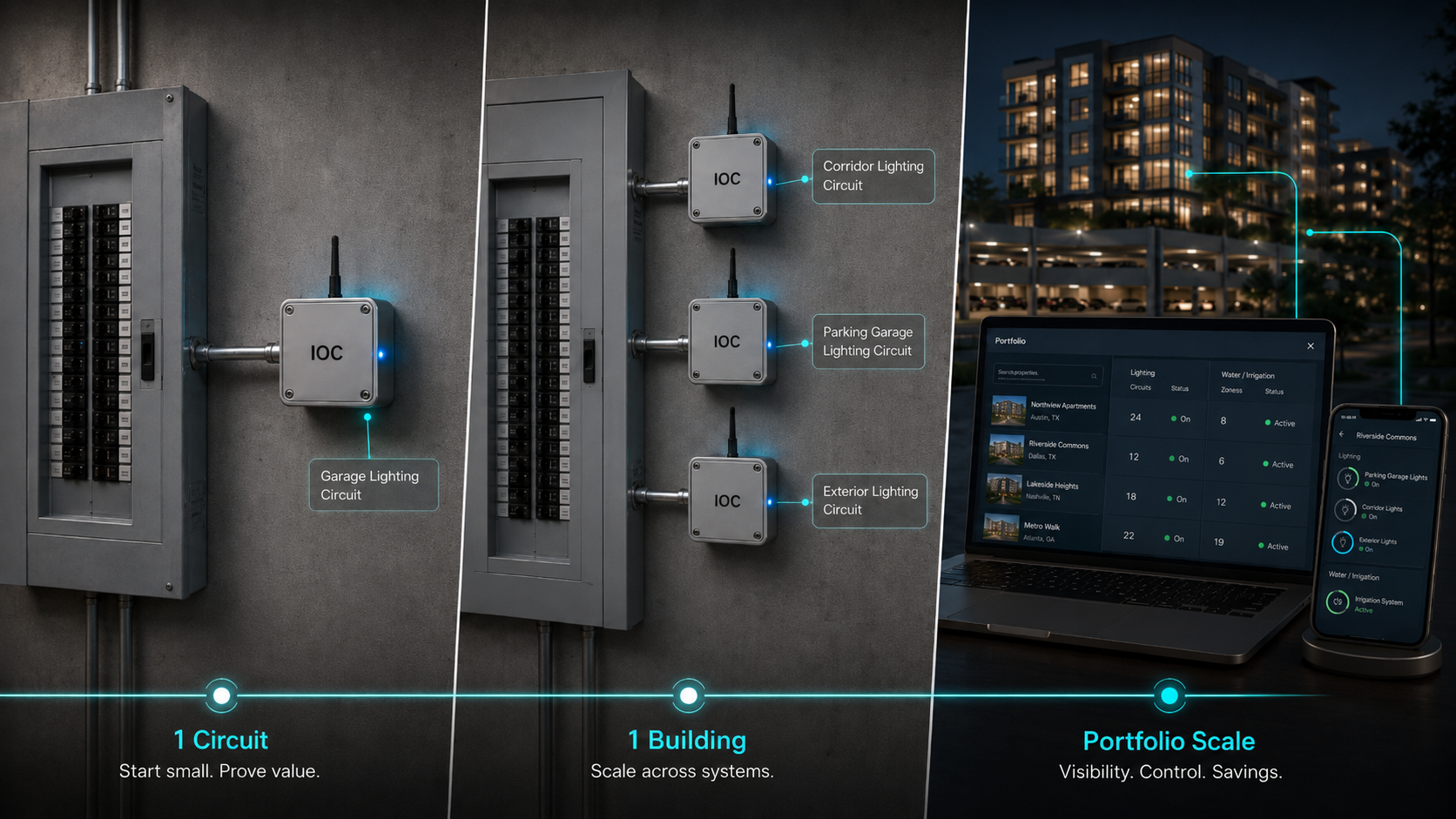 IOC expands from one circuit and one building to control across a property portfolio.